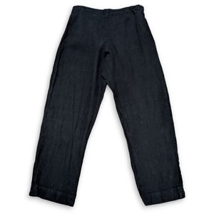 BRYN WALKER Sz XL 100% Linen Pants Elastic Pull On Lagenlook Straight Leg Black